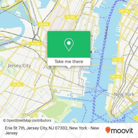 Mapa de Erie St 7th, Jersey City, NJ 07302