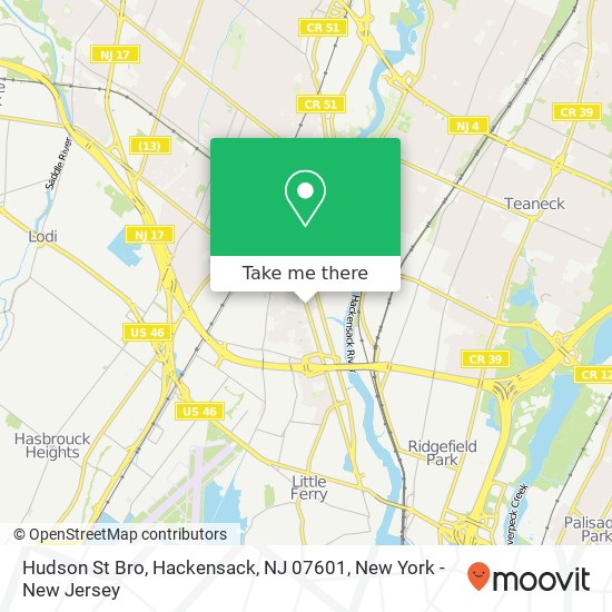 Mapa de Hudson St Bro, Hackensack, NJ 07601