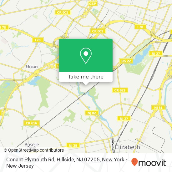 Mapa de Conant Plymouth Rd, Hillside, NJ 07205