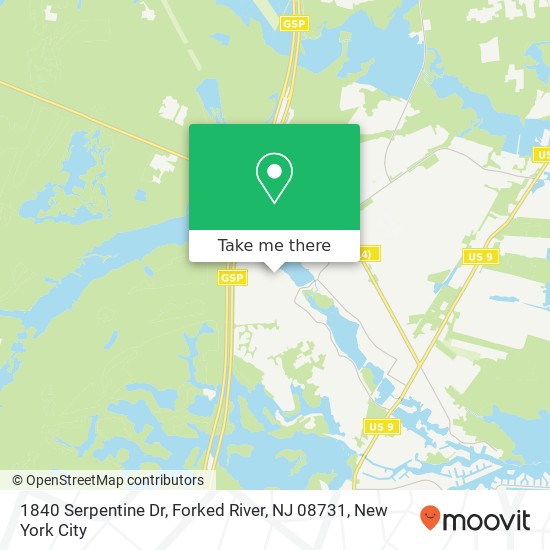 Mapa de 1840 Serpentine Dr, Forked River, NJ 08731