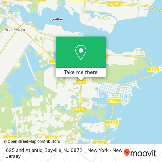 Mapa de 625 and Atlantic, Bayville, NJ 08721