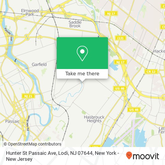 Hunter St Passaic Ave, Lodi, NJ 07644 map