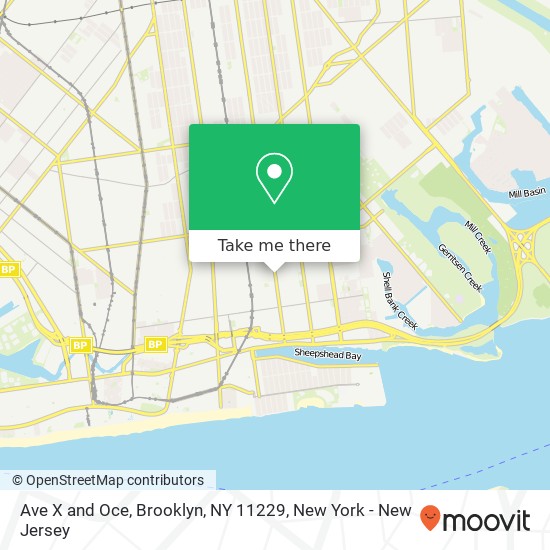 Mapa de Ave X and Oce, Brooklyn, NY 11229