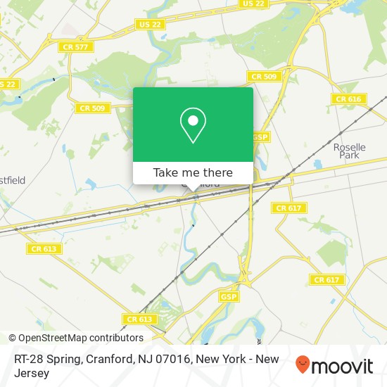Mapa de RT-28 Spring, Cranford, NJ 07016