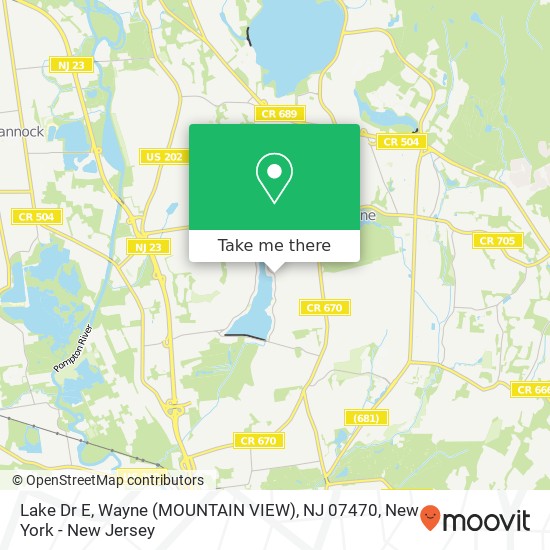 Mapa de Lake Dr E, Wayne (MOUNTAIN VIEW), NJ 07470