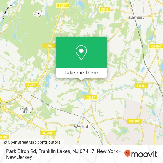 Mapa de Park Birch Rd, Franklin Lakes, NJ 07417
