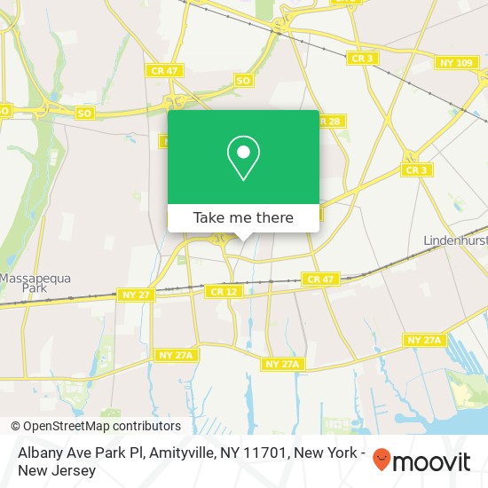 Mapa de Albany Ave Park Pl, Amityville, NY 11701