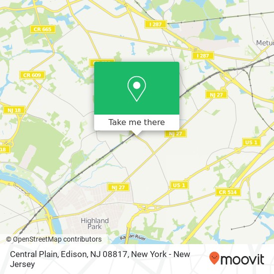 Mapa de Central Plain, Edison, NJ 08817