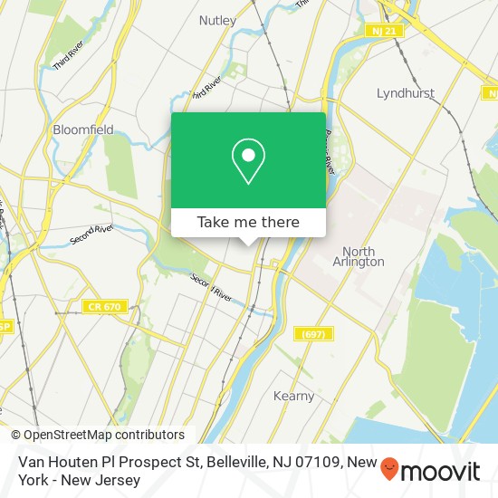 Mapa de Van Houten Pl Prospect St, Belleville, NJ 07109