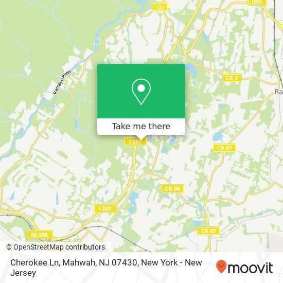 Mapa de Cherokee Ln, Mahwah, NJ 07430