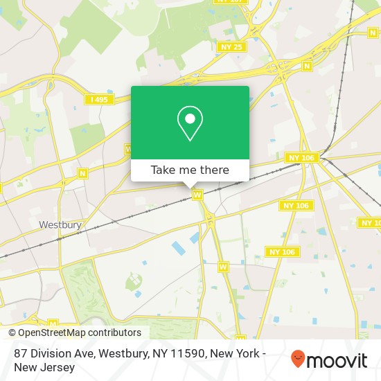 Mapa de 87 Division Ave, Westbury, NY 11590