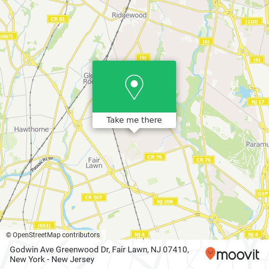 Mapa de Godwin Ave Greenwood Dr, Fair Lawn, NJ 07410