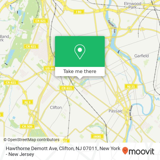 Mapa de Hawthorne Demott Ave, Clifton, NJ 07011