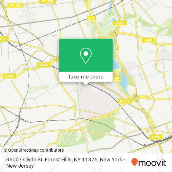 Mapa de 35007 Clyde St, Forest Hills, NY 11375