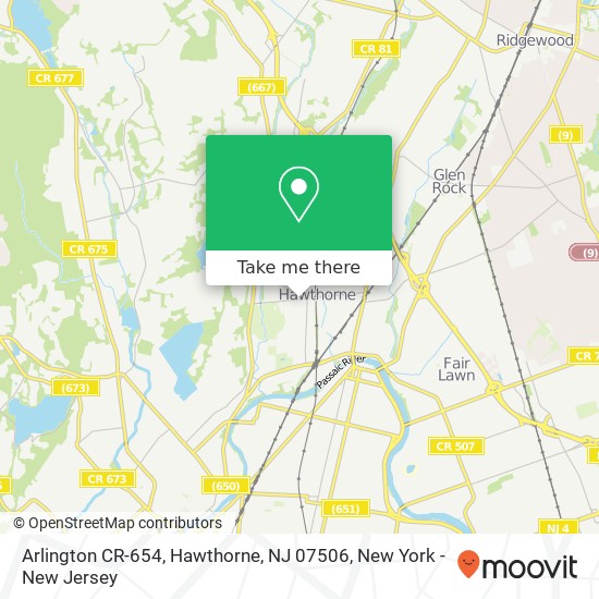 Mapa de Arlington CR-654, Hawthorne, NJ 07506