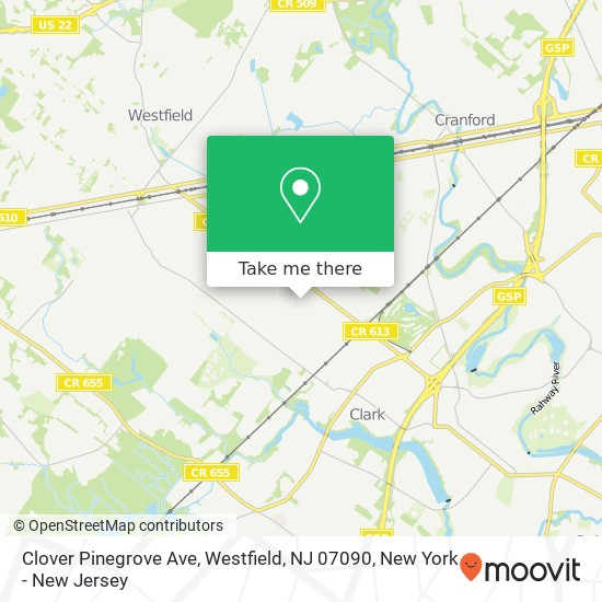 Mapa de Clover Pinegrove Ave, Westfield, NJ 07090