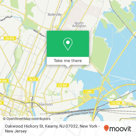 Mapa de Oakwood Hickory St, Kearny, NJ 07032