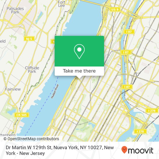 Dr Martin W 129th St, Nueva York, NY 10027 map
