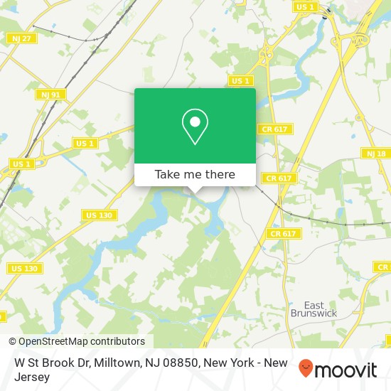 Mapa de W St Brook Dr, Milltown, NJ 08850