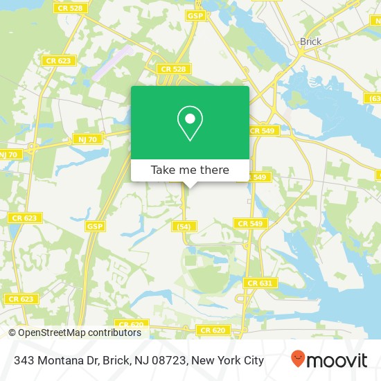 Mapa de 343 Montana Dr, Brick, NJ 08723