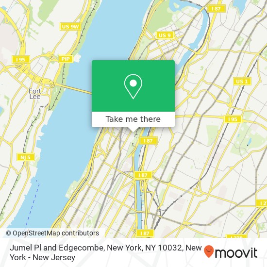 Jumel Pl and Edgecombe, New York, NY 10032 map