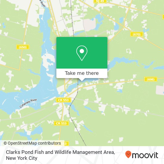 Mapa de Clarks Pond Fish and Wildlife Management Area