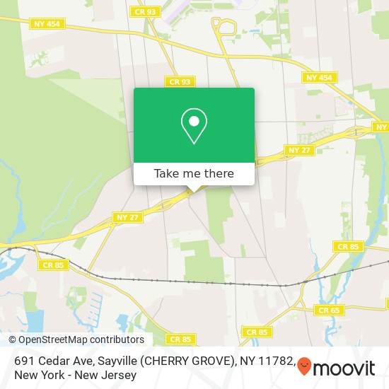 Mapa de 691 Cedar Ave, Sayville (CHERRY GROVE), NY 11782