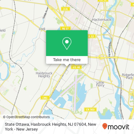 Mapa de State Ottawa, Hasbrouck Heights, NJ 07604