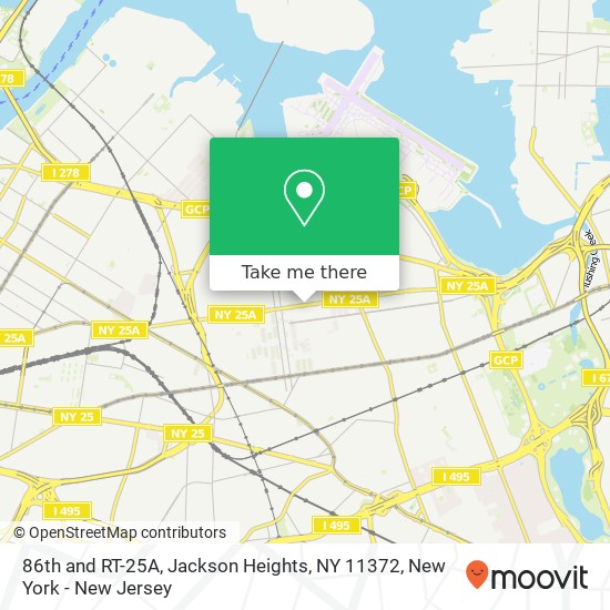 Mapa de 86th and RT-25A, Jackson Heights, NY 11372