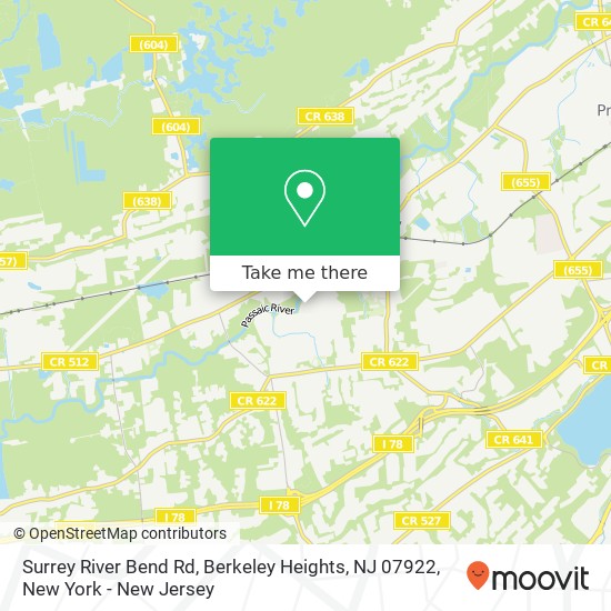 Mapa de Surrey River Bend Rd, Berkeley Heights, NJ 07922