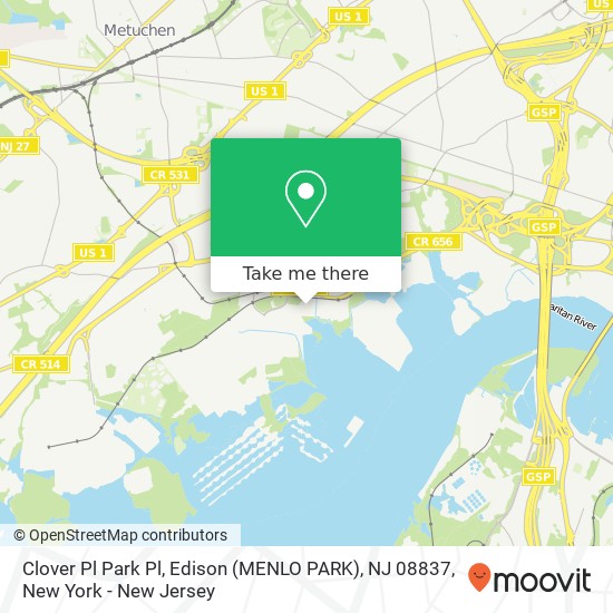 Clover Pl Park Pl, Edison (MENLO PARK), NJ 08837 map