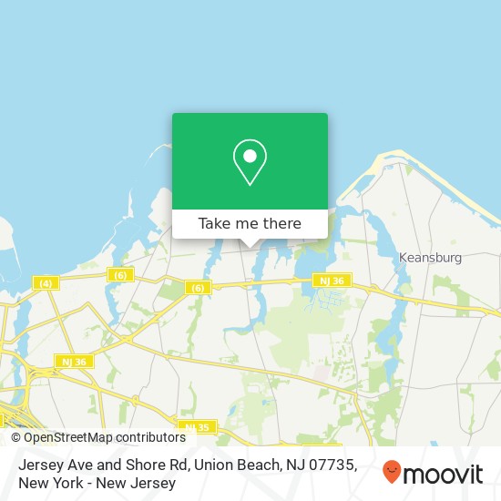 Jersey Ave and Shore Rd, Union Beach, NJ 07735 map