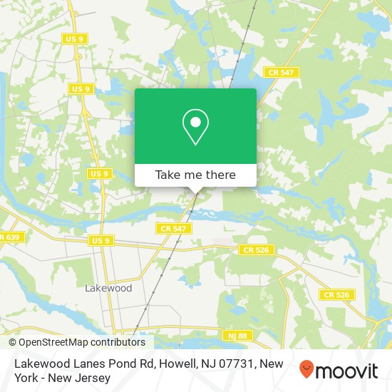 Mapa de Lakewood Lanes Pond Rd, Howell, NJ 07731