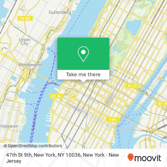 47th St 9th, New York, NY 10036 map
