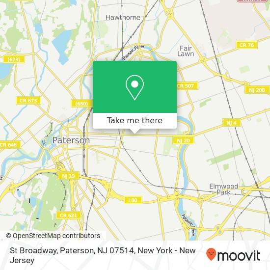 Mapa de St Broadway, Paterson, NJ 07514