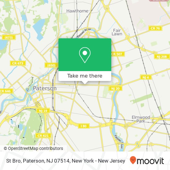 Mapa de St Bro, Paterson, NJ 07514