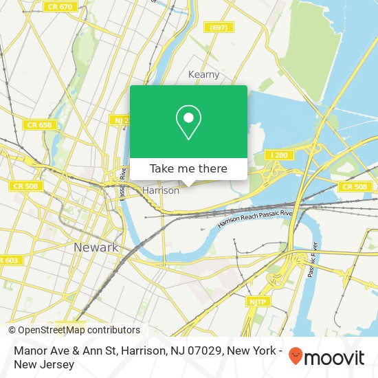 Manor Ave & Ann St, Harrison, NJ 07029 map