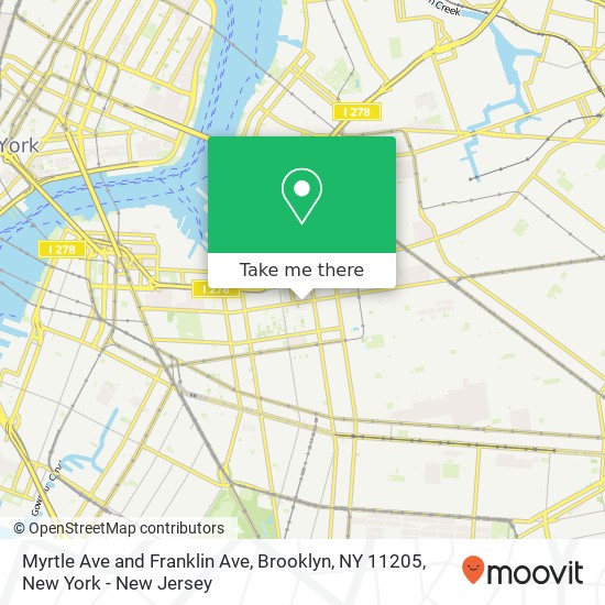 Myrtle Ave and Franklin Ave, Brooklyn, NY 11205 map