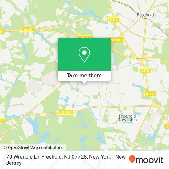 Mapa de 70 Wrangle Ln, Freehold, NJ 07728