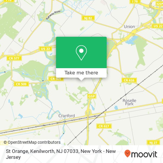 Mapa de St Orange, Kenilworth, NJ 07033