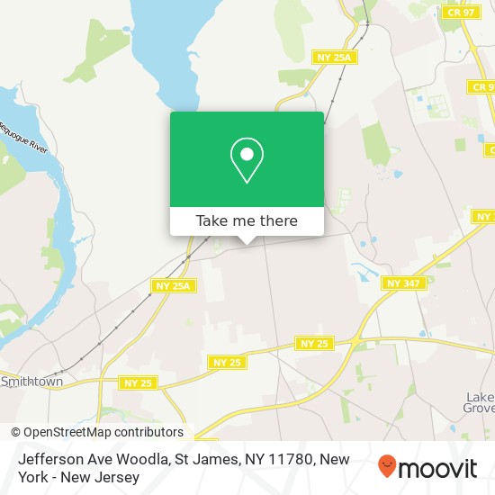 Mapa de Jefferson Ave Woodla, St James, NY 11780