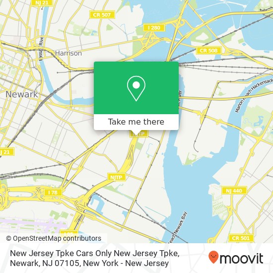Mapa de New Jersey Tpke Cars Only New Jersey Tpke, Newark, NJ 07105