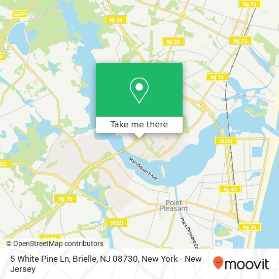 Mapa de 5 White Pine Ln, Brielle, NJ 08730