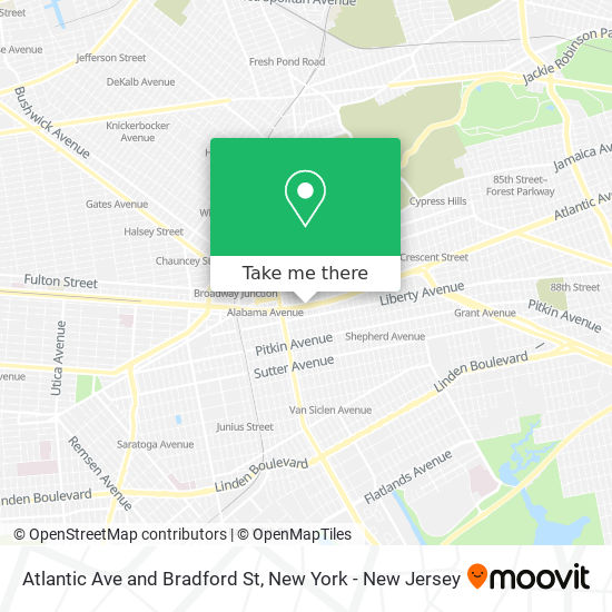 Atlantic Ave and Bradford St map