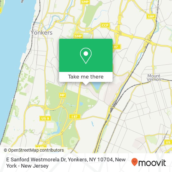 Mapa de E Sanford Westmorela Dr, Yonkers, NY 10704