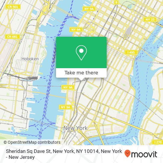 Mapa de Sheridan Sq Dave St, New York, NY 10014