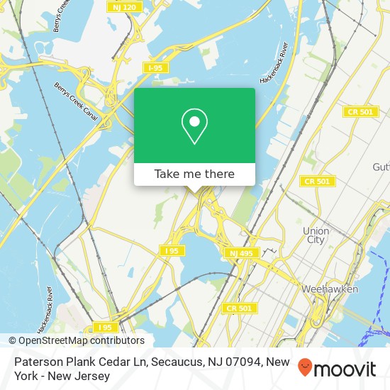 Mapa de Paterson Plank Cedar Ln, Secaucus, NJ 07094