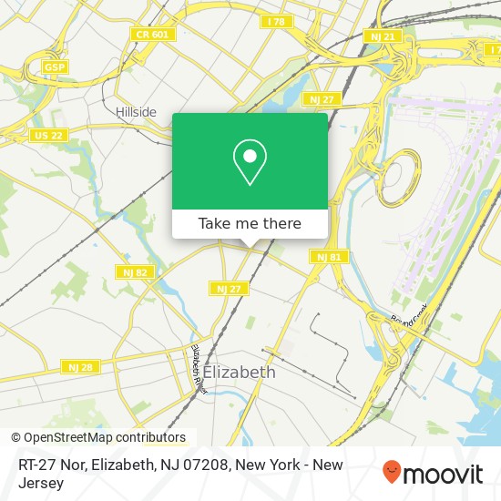 Mapa de RT-27 Nor, Elizabeth, NJ 07208