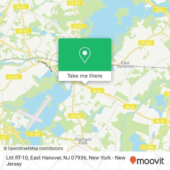 Mapa de Litt RT-10, East Hanover, NJ 07936