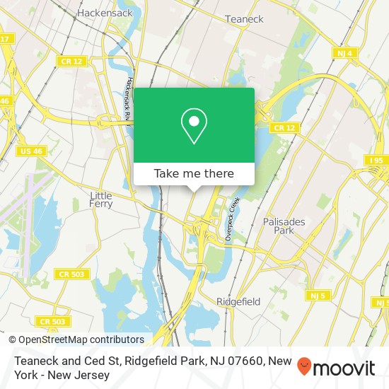 Mapa de Teaneck and Ced St, Ridgefield Park, NJ 07660